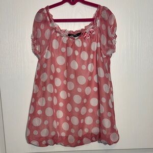3/$15 Peach  Polka Dot Flowy Top